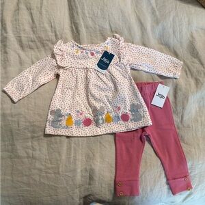 JoJo Maman Bebe Pink and White Kids Matching Set